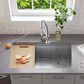MS International Single Bowl 16-Gauge Handcrafted Workstation Kitchen Sink in Stainless Steel, , large