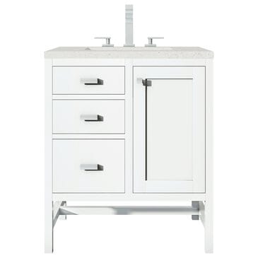 James Martin Vanities Addison 30" Single Bathroom Vanity in Glossy White with 3 cm Lime Delight Quartz Top and Rectangular Sink, , large