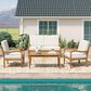 Hearth and Haven Outdoor Acacia Classic Coffee Table with Turned Legs in Natural, , large
