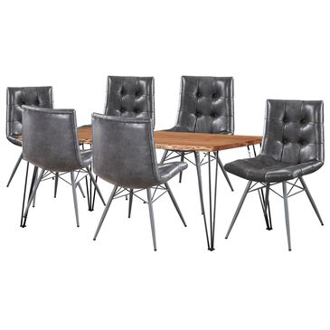 Pacific Landing Sherman and Dittnar 7-Piece Rectangular Dining Set in Matte Black and Natural, , large