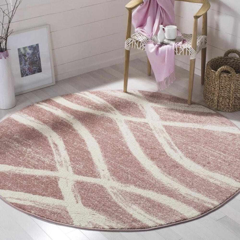 Safavieh Adirondack ADR125Z 6" Round Rose and Cream Area Rug, , large
