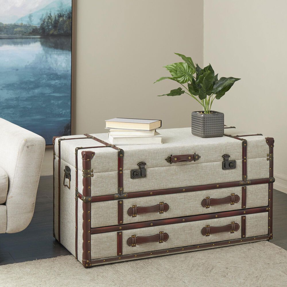 Maple and Jade 2-Drawer Coffee Table in Cream and Brown, , large