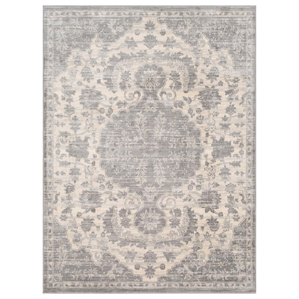 Surya Monaco MOC-2323 4'3" x 6' Silver Gray and Cream Area Rug, , large