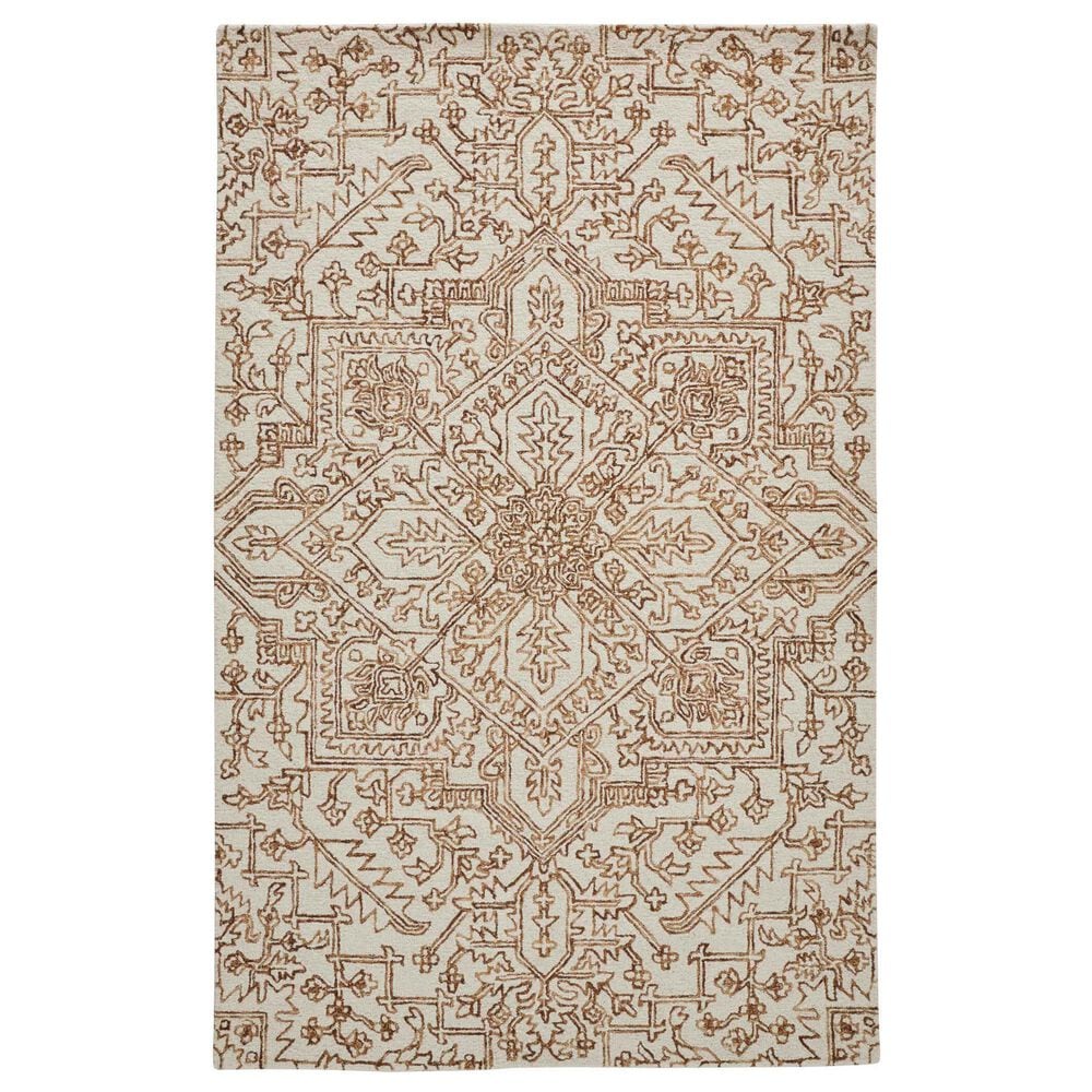 Feizy Belfort 8" x 10" Ivory and Brown Area Rug, , large