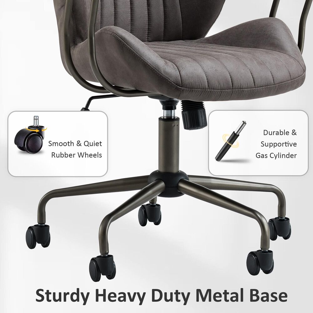 HOMLUX Mid Back Ergonomic Office Chair with Suede Leather in Gray, , large