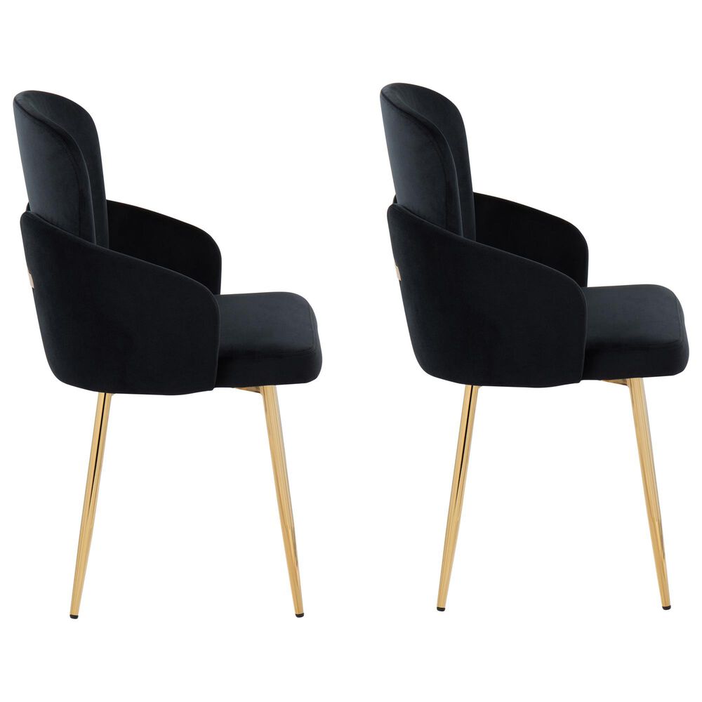 Lumisource Dahlia Dining Arm Chair with Black Velvet Cushion in Gold &#40;Set of 2&#41;, , large