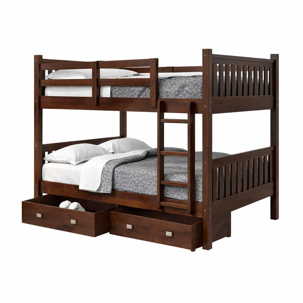 Forest Grove Full over Full Mission Bunk Bed with Drawers in Dark Cappuccino, , large