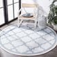 Safavieh Bermuda Geometric 6"7" Round Ivory and Light Blue Indoor/Outdoor Area Performance Rug, , large