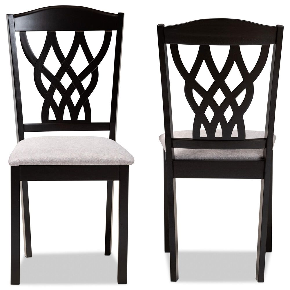 Baxton Studio Delilah Side Chair with Grey Cushion in Dark Brown (Set of 2), , large
