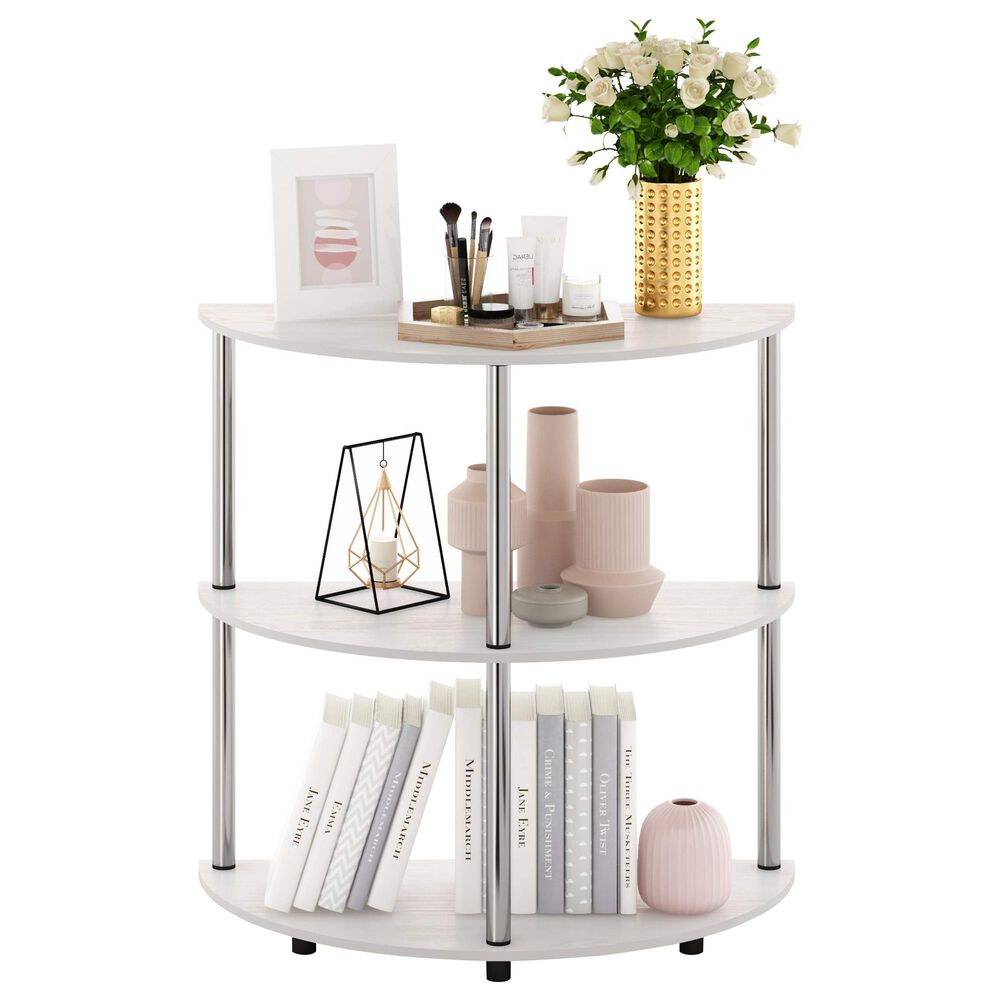 HOMLUX Turn-N-Tube 3-Tier Half Round Console Table in White Oak, , large