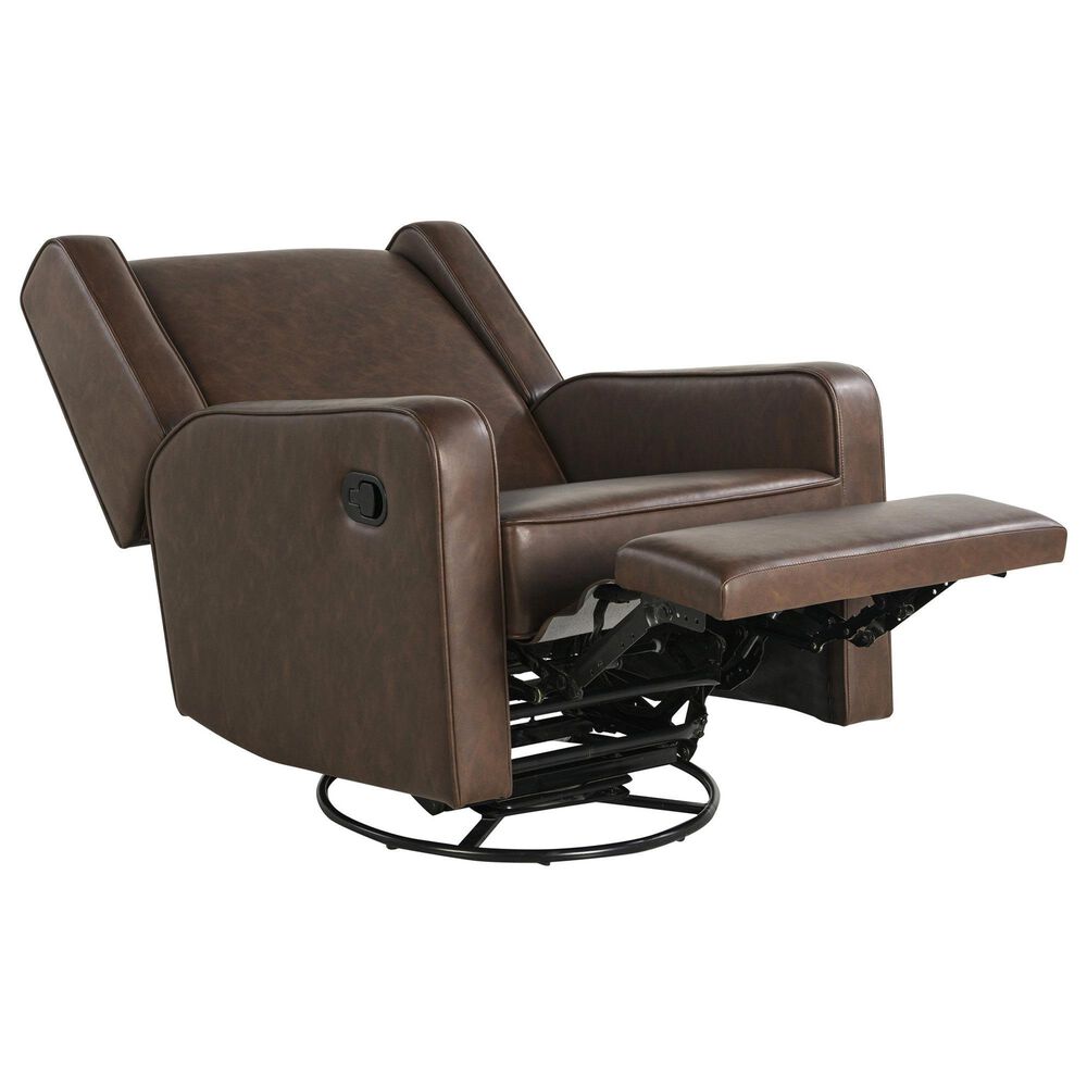 Lifestyle Solutions Emerson Manual Swivel Rocker Recliner in Brown, , large