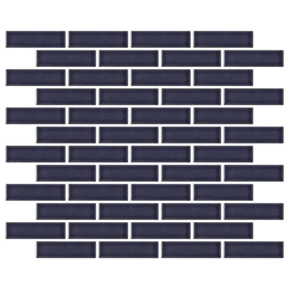 Emser Savvy Navy 1" x 3" on 11" x 12" Glazed Porcelain Mosaic Sheet, , large