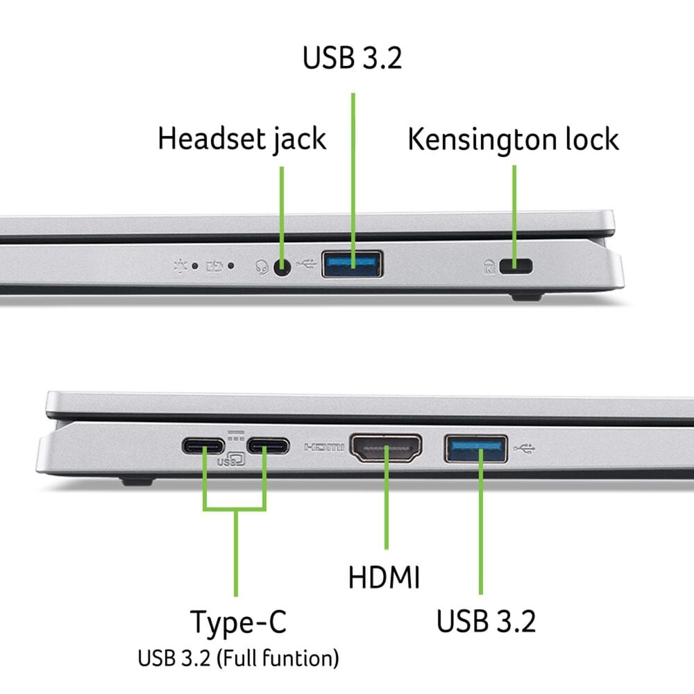 Acer Aspire Go 15 15.6" Touchscreen Laptop | AMD Ryzen 3 7320U - 8GB RAM - AMD Radeon Graphics - 256GB SSD in Silver, , large