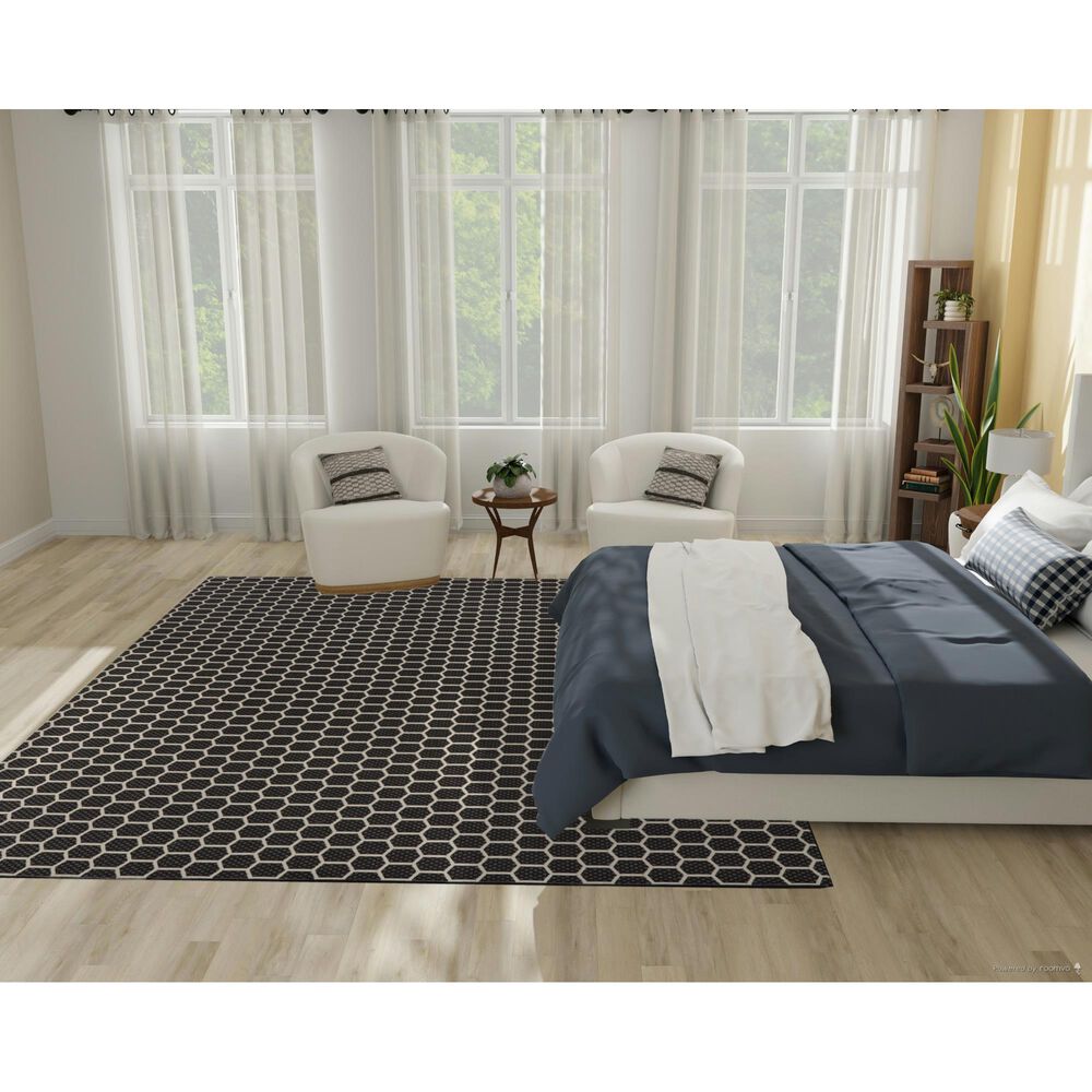 Nourison Twist Reversible 8&#39; x 10&#39; Black Indoor/Outdoor Area Rug, , large