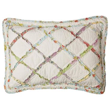 Revman Ruffle Garden Standard Quilted Sham in Ivory, Green, Blue and Yellow, , large