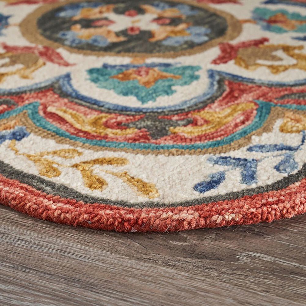 L&amp;R Resources Sinuous Blossoms 4&#39; Scalloped Red and Multicolor Area Rug, , large