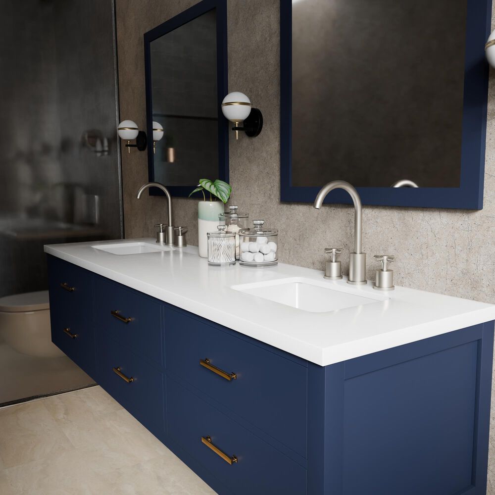 Lexora Home Castor 80" Double Bathroom Vanity in Blue with 2 cm White Quartz Top and Rectangular Sinks, , large