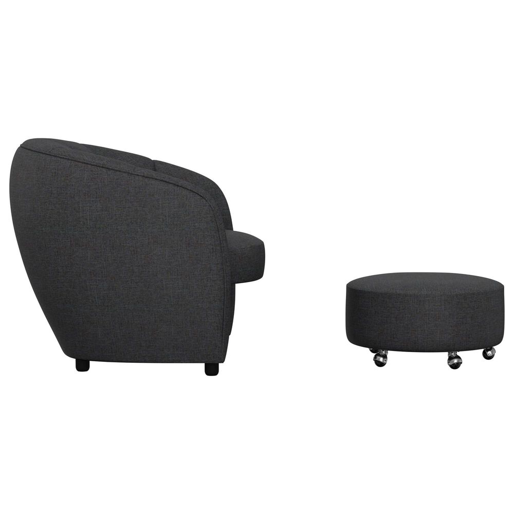Golden Wave Furniture Elliot Accent Chair and Ottoman with Casters in Charcoal, , large
