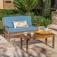 Hearth and Haven Peyton 2-Piece Patio Conversation Set with Beige Cushion in Teak, , large