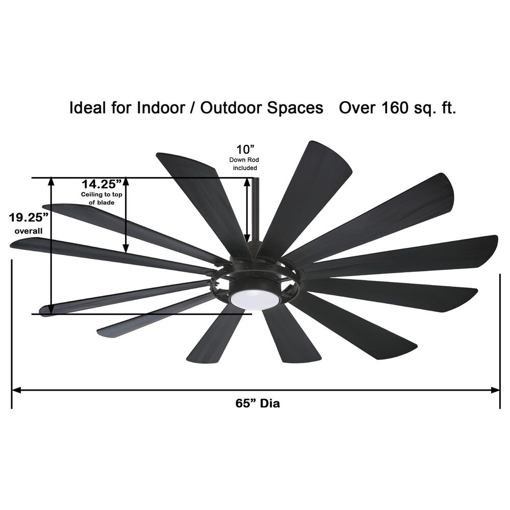 Minka-Aire Windmolen 65" Indoor/Outdoor Smart Ceiling Fan with LED Light in Textured Coal, , large
