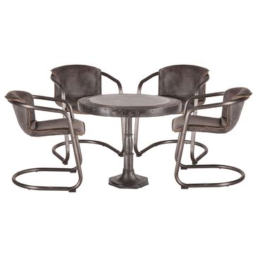 Home Trends & Design Steampunk and Portofino 5-Piece Round Dining Set in Brushed Nickel, , large