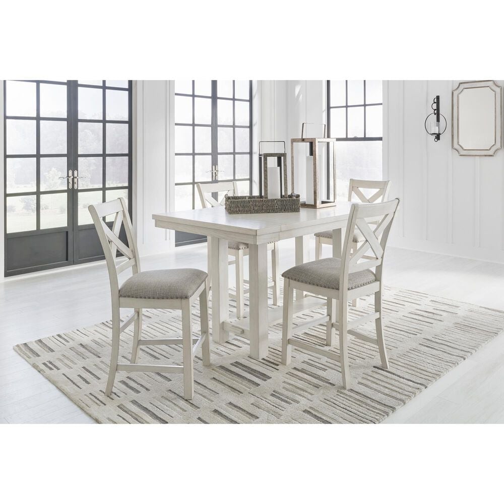 Ashley Robbinsdale Counter Height Dining Table with 2 Leaves in Antique White, , large