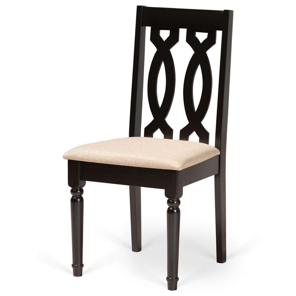 Baxton Studio Callie 7-Piece Dining Set in Sand/Dark Brown, , large