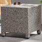 Hearth and Haven Puerta Outdoor Cube Wicker Side Table with Iron Frame in Black, , large