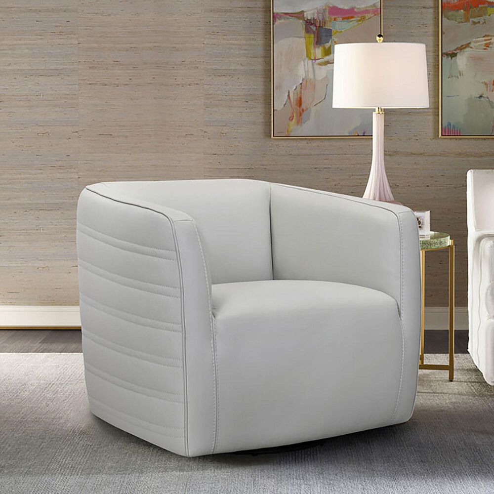 Blue River Melanie Swivel Barrel Chair in Dove Gray and Black, , large