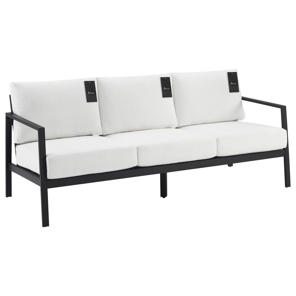 Linon Home Decor Holland Outdoor Sofa with White Cushions in Black, , large