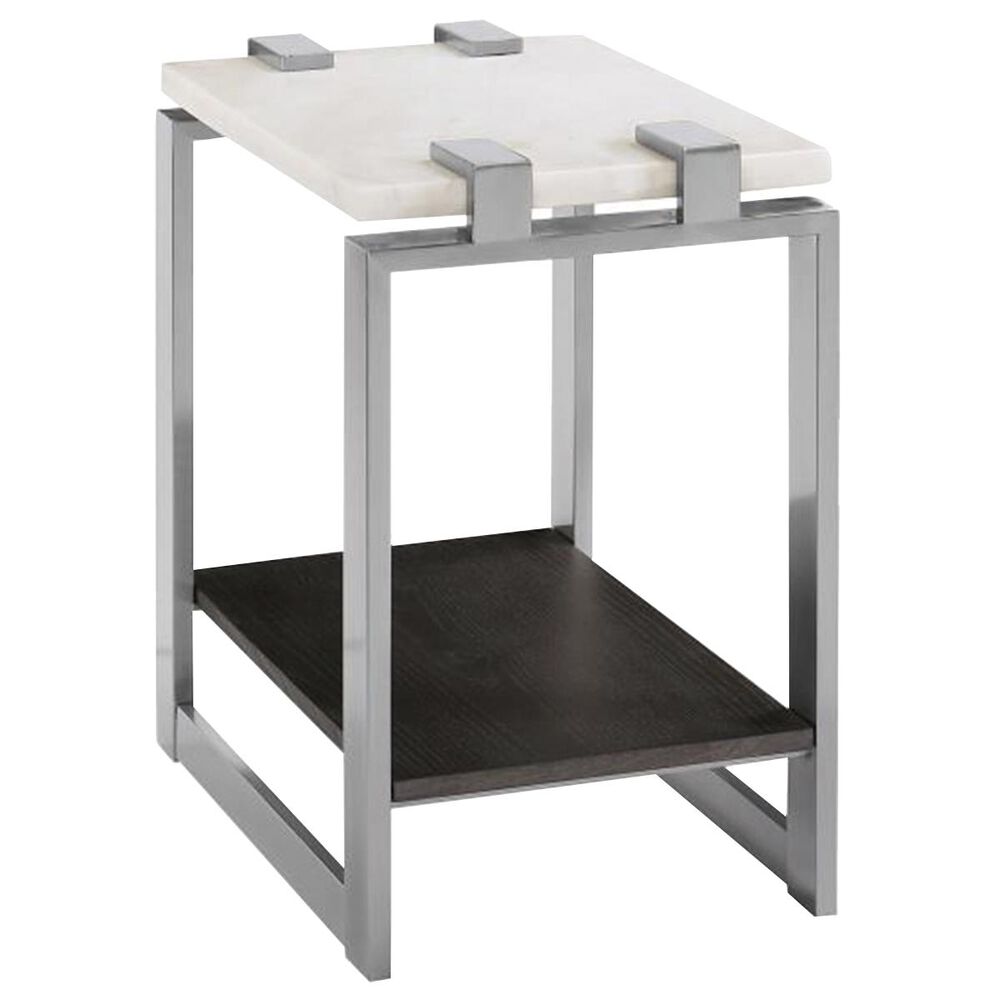 Nicolette Home Paradox Accent Table in Pearl White, Roasted Almond and Brushed Platinum, , large