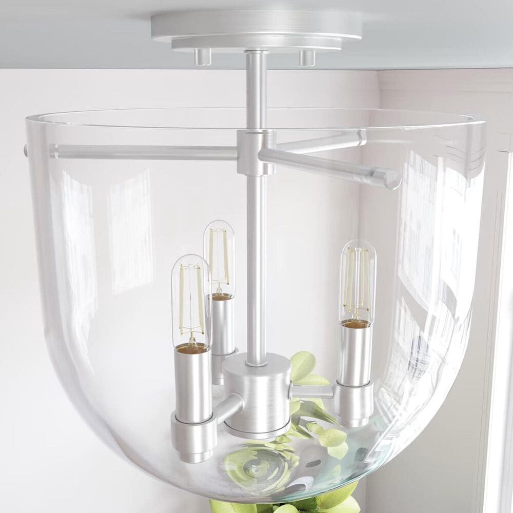 Hunter Sacha 3-Light Semi-Flush Mount in Brushed Nickel, , large