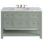 James Martin Vanities Breckenridge 48" Single Bathroom Vanity in Smokey Celadon with 3 cm Carrara White Marble Top and Rectangular Sink, , large