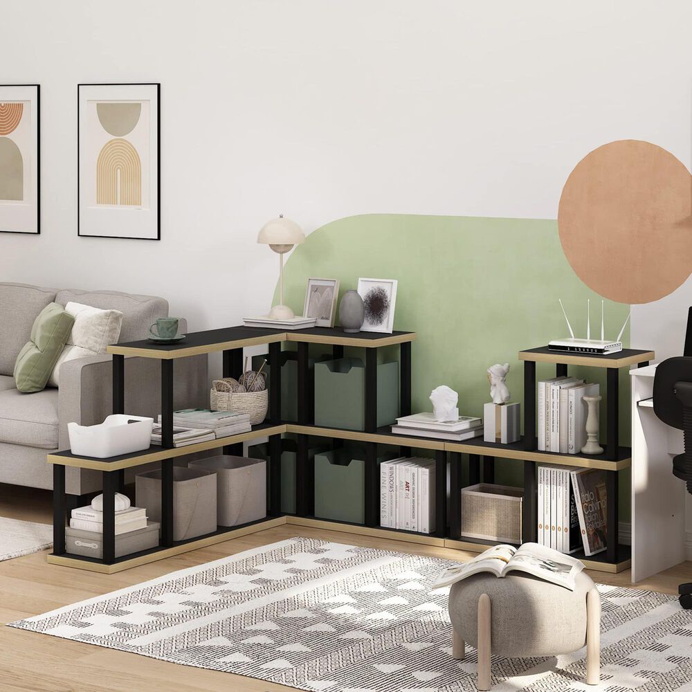 HOMLUX 3-Cube Display Bookshelf in Americano and Black, , large