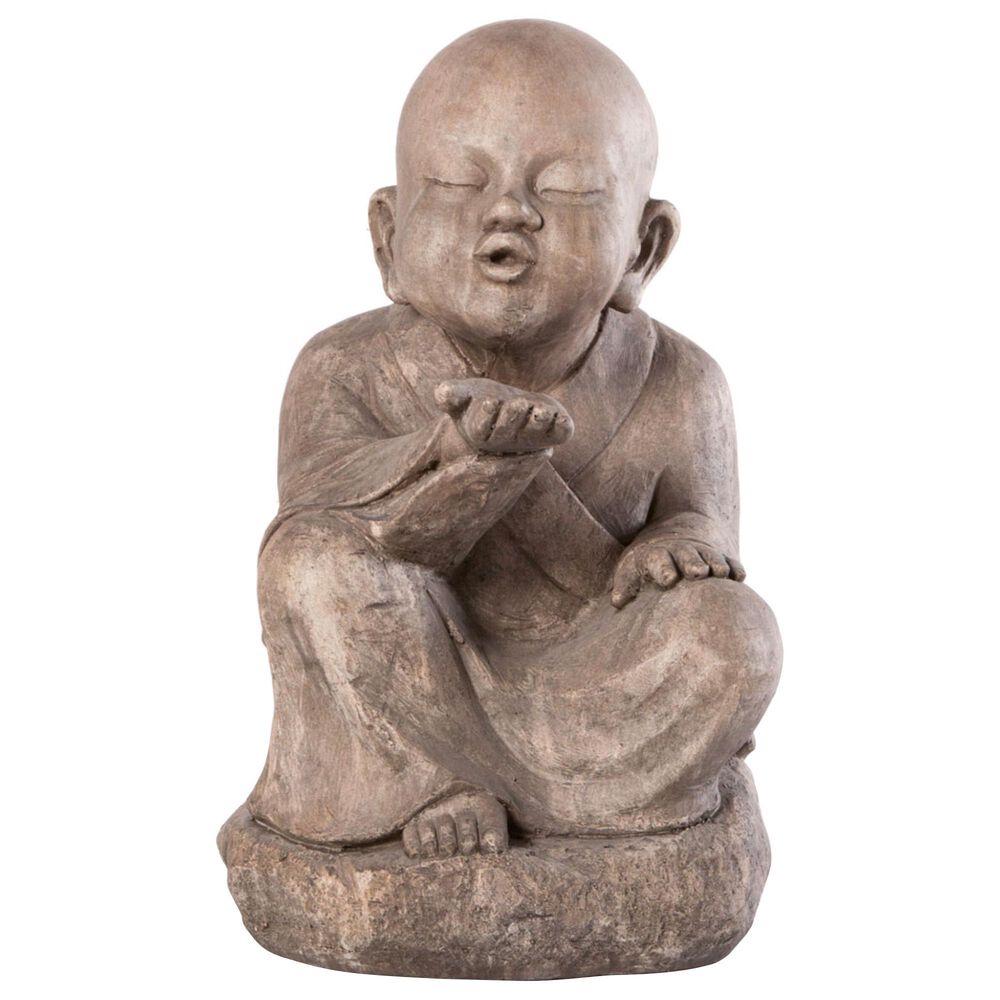 Alfresco Home Wishing Buddha Patio Statue in Brown, , large