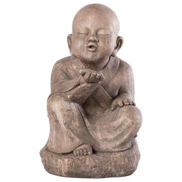 Alfresco Home Wishing Buddha Patio Statue in Brown, , large