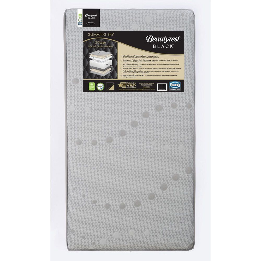 Delta Beautyrest Black Gleaming Sky 2-Stage Crib and Toddler Mattress, , large