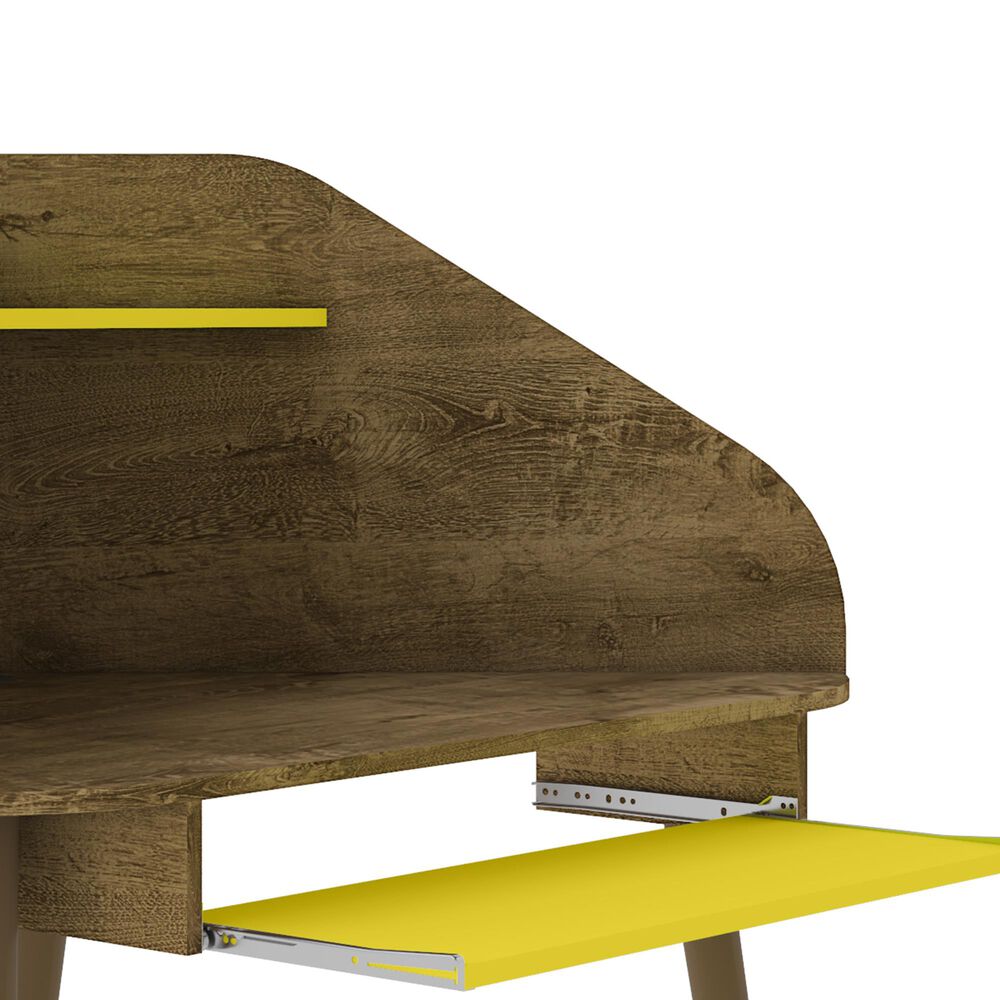 Dayton Bradley 4-Piece Sectional Cubicle Desk in Rustic Brown/Yellow, , large