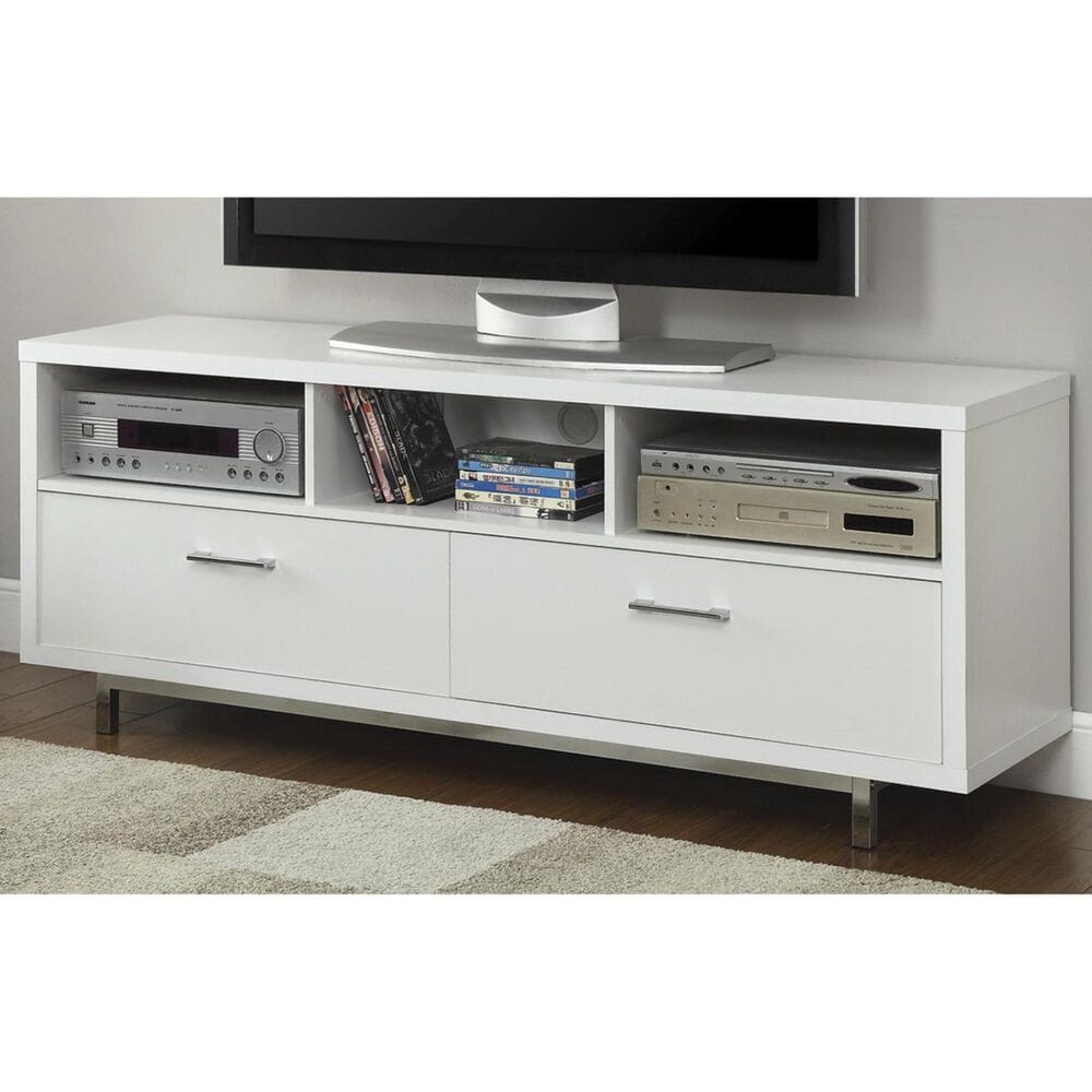 Pacific Landing TV Console with Metal Base in White, , large