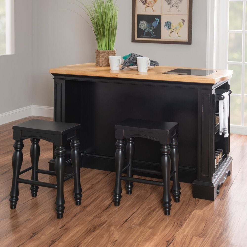 Linon Home Decor Pennfield Kitchen Island in Natural and Black Sand, , large