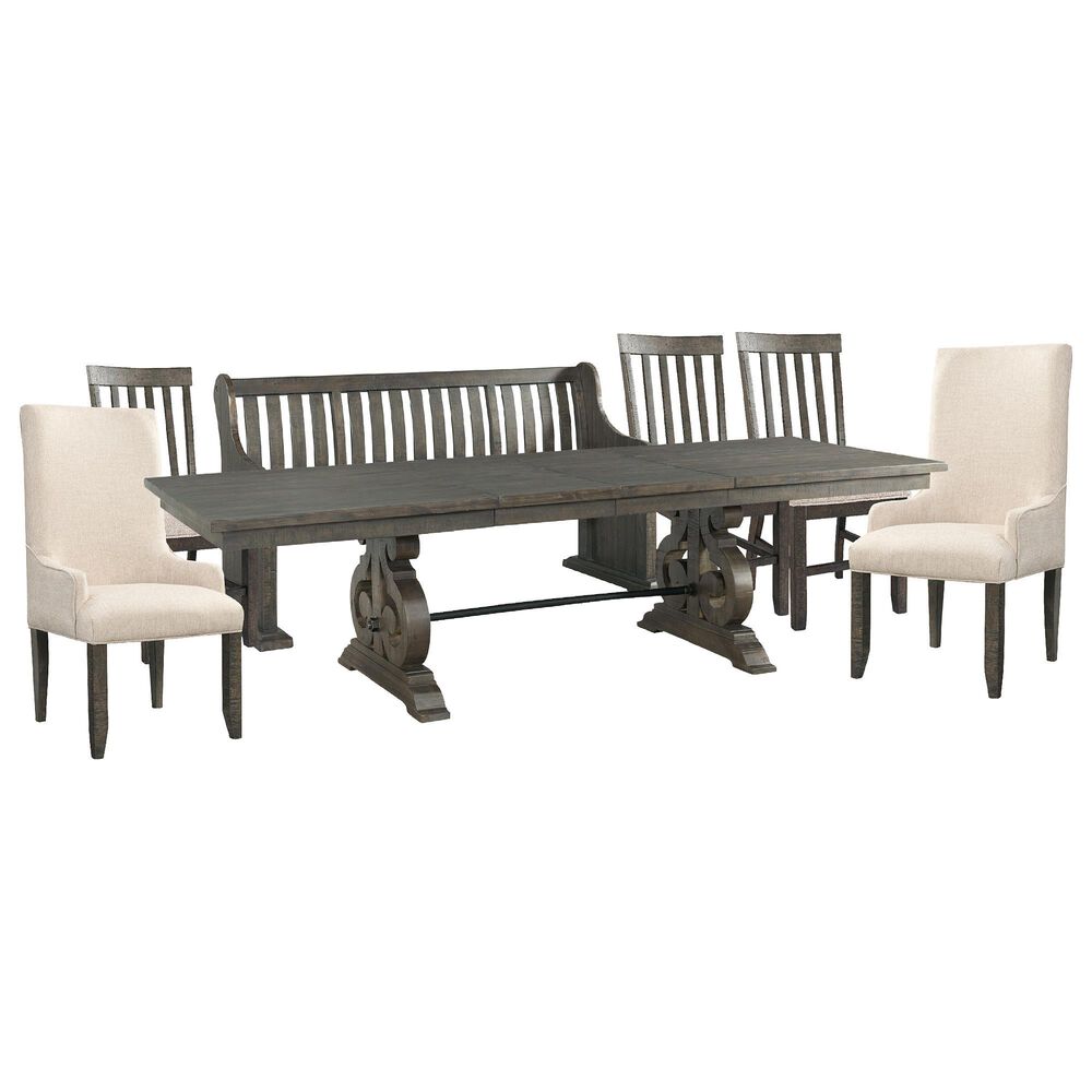 Mayberry Hill Stone 7-Piece Rectangular Dining Set in Smokey Dark Ash, , large