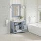 James Martin Vanities Breckenridge 36" Single Bathroom Vanity in Serenity Blue with 3 cm Carrara White Marble Top and Rectangular Sink, , large