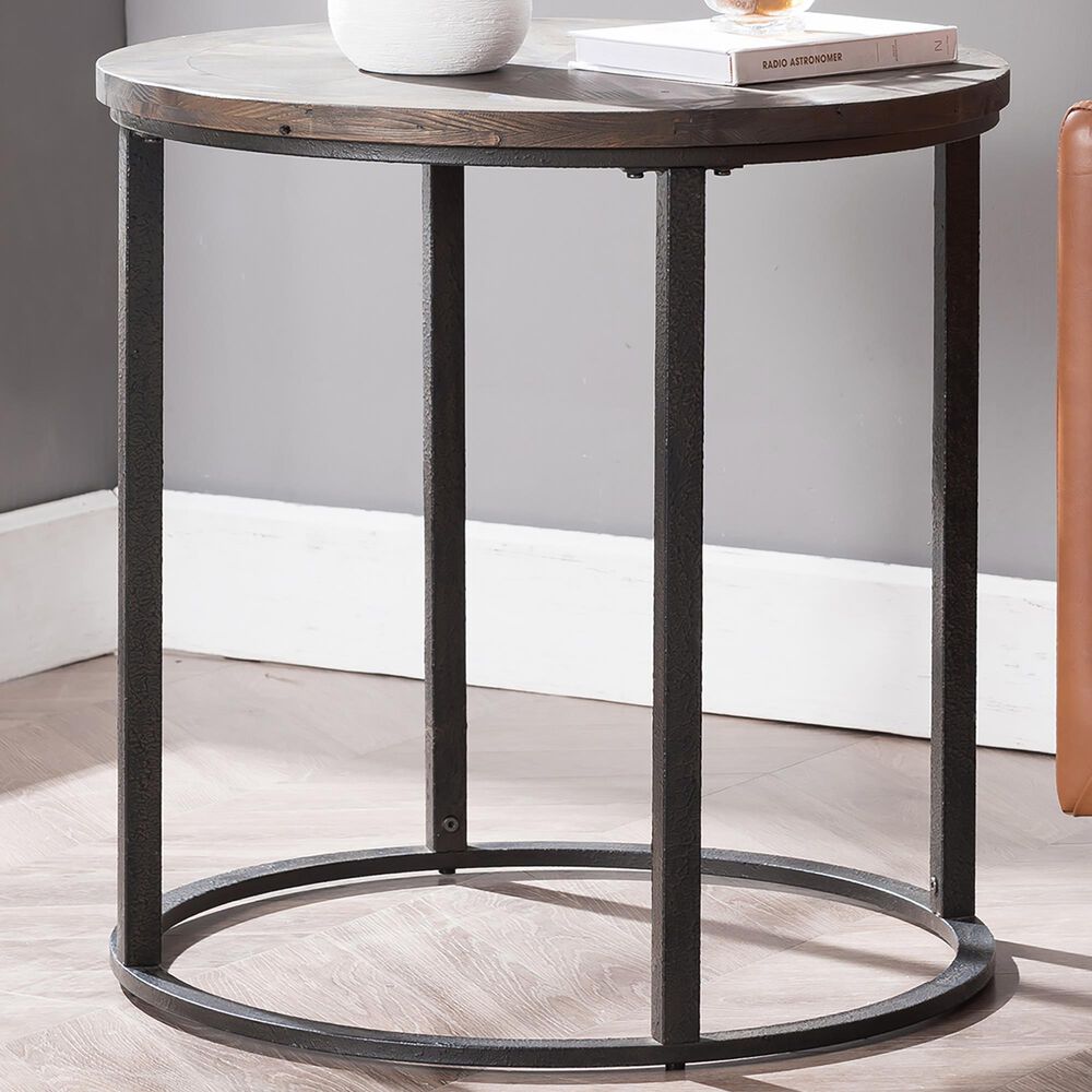 Southern Enterprises Landsmill End Table in Natural and Black, , large