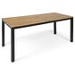 Hearth and Haven Outdoor Dining Table with Slatted Design and Iron Frame in Black, , large
