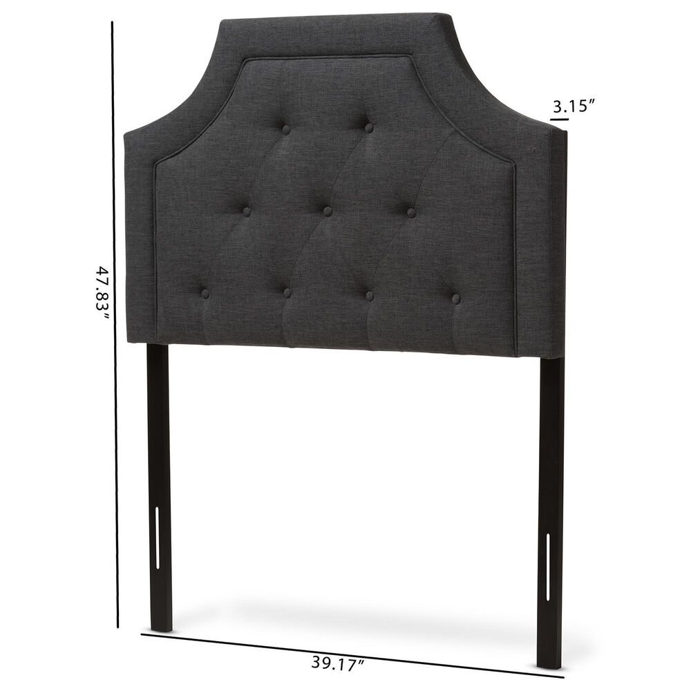 Baxton Studio Mars Twin Upholstered Panel Headboard in Dark Grey, , large