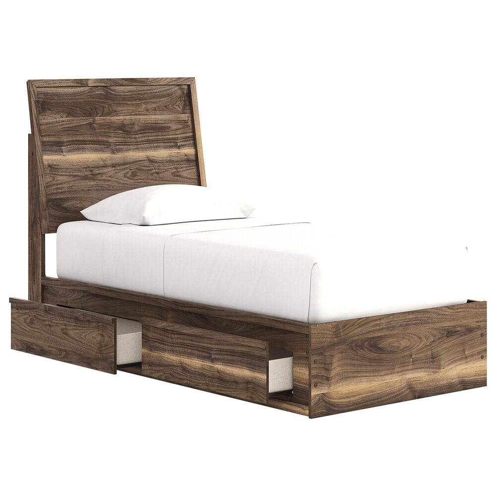 Ashley Chirason Twin Panel Bed with Storage in Brown, , large