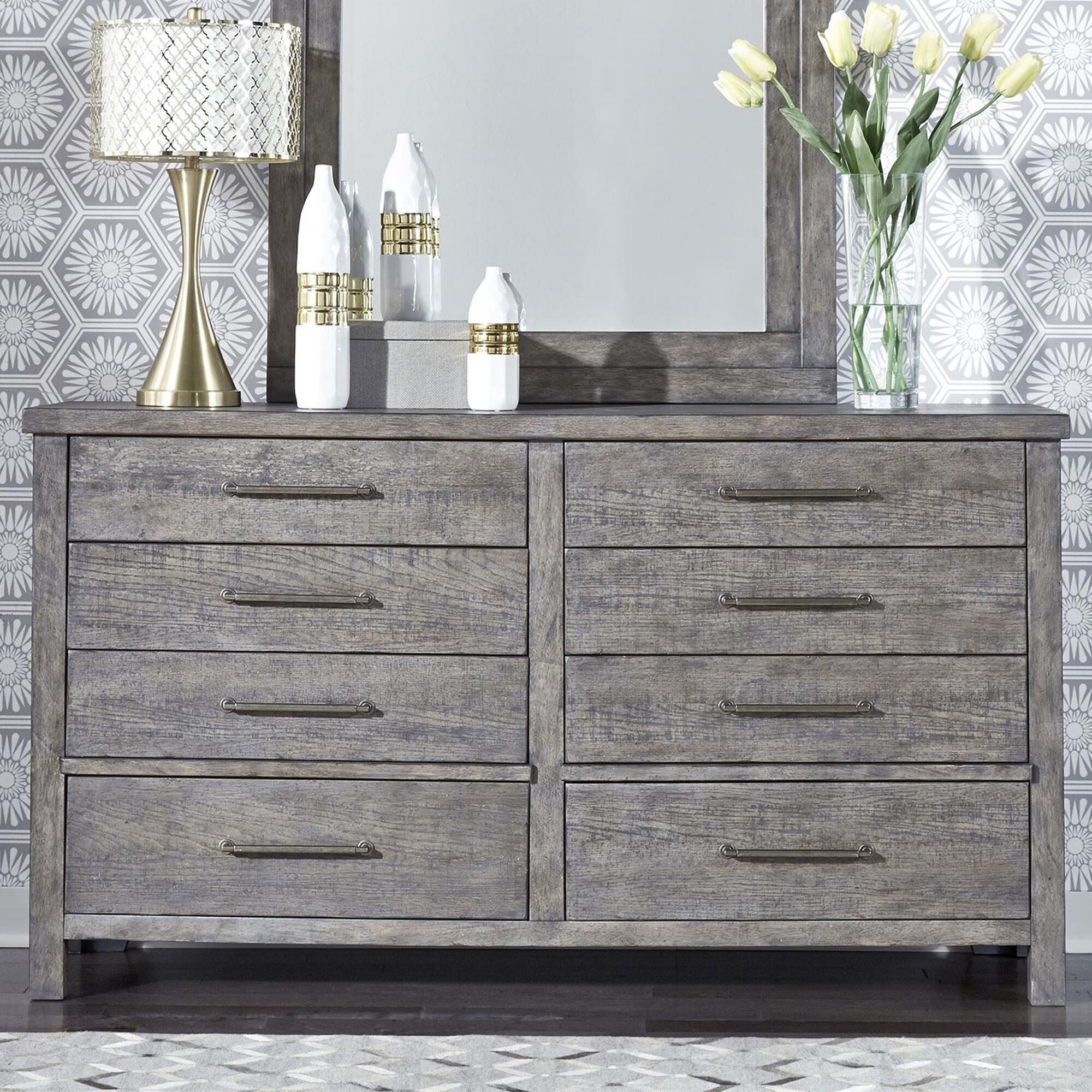 Belle Furnishings Modern Farmhouse 8 Drawer Dresser in Dusty Charcoal NFM