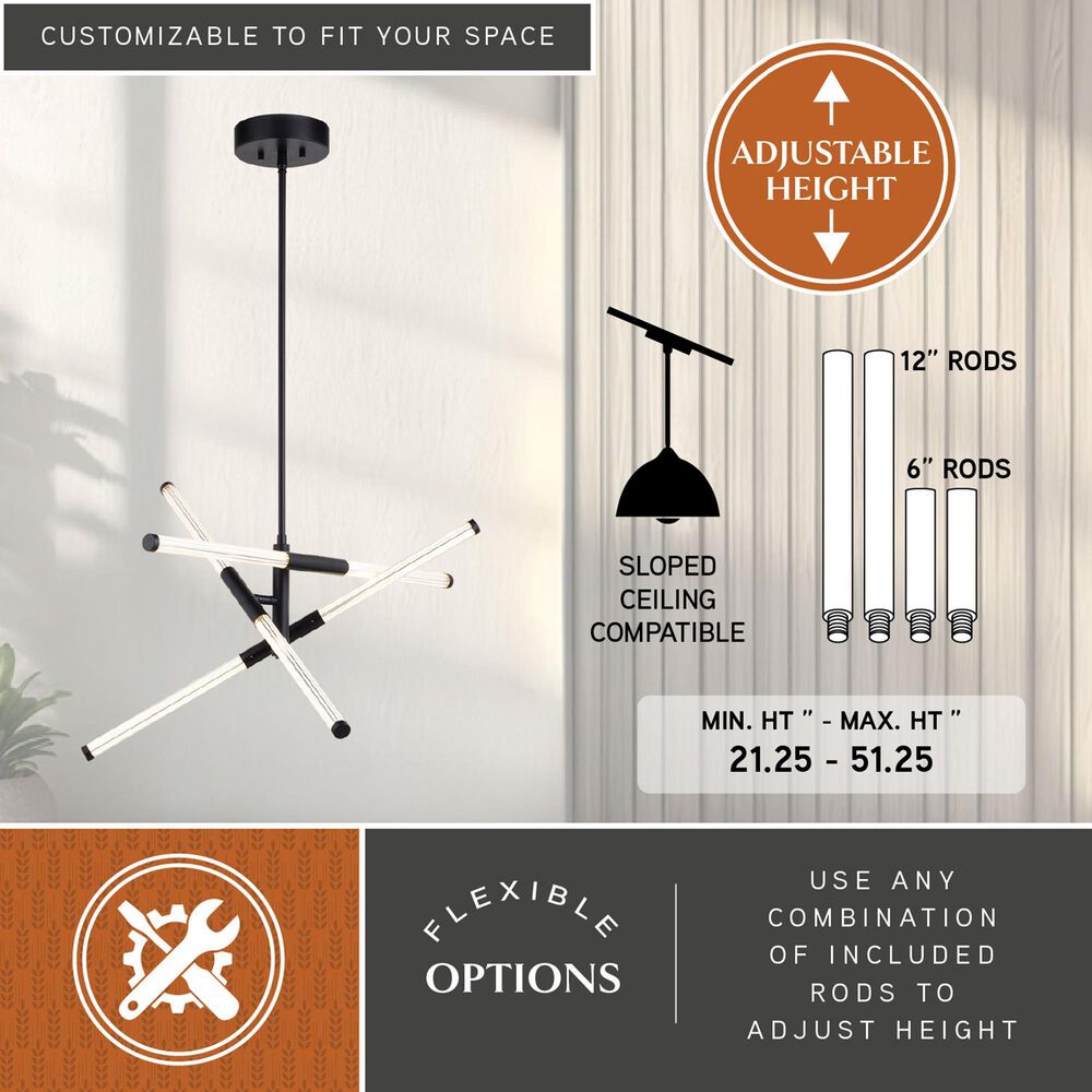 Vaxcel Avalon 3-Light Pendant in Matte Black, , large