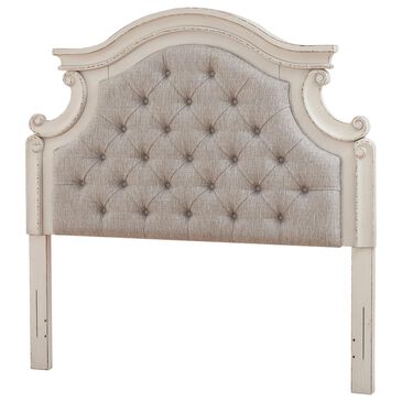 Signature Design by Ashley Realyn King/California King Upholstered Panel Headboard in Chipped White, , large