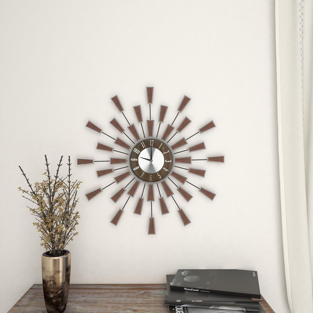 Maple and Jade Wall Clock in Silver and Black, , large